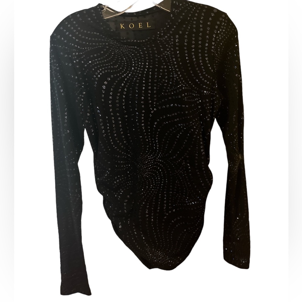 KOEL size small.Ruching  on sides. Sequins 22” long. 100% acrylic
